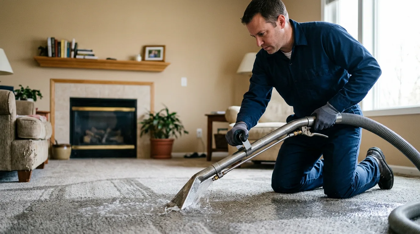 Water damage restoration technician working near Spelter, WV
